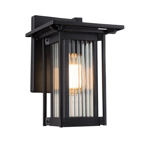 Antico Black And Glass Outdoor Lantern Wall Light - Lighting.co.za