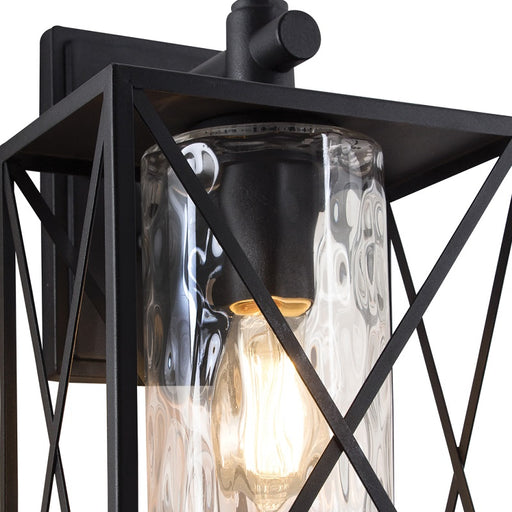 Pandora Black and Clear Textured Glass Outdoor Lantern Wall Light - Lighting.co.za