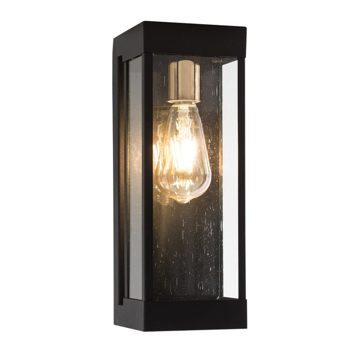 Brava Outdoor Black and Clear Glass Lantern Wall Light - Lighting.co.za