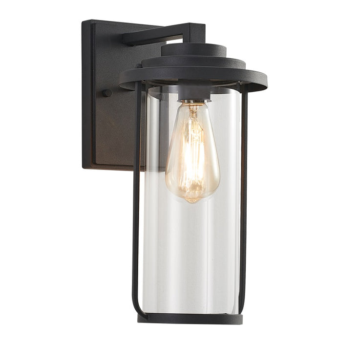 Cortez Outdoor Black and Clear Glass Lantern Wall Light - Lighting.co.za