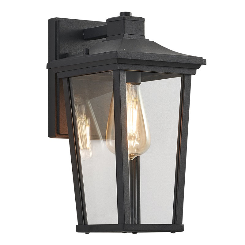 Cambridge Outdoor Black and Clear Glass Lantern Wall Light - Lighting.co.za