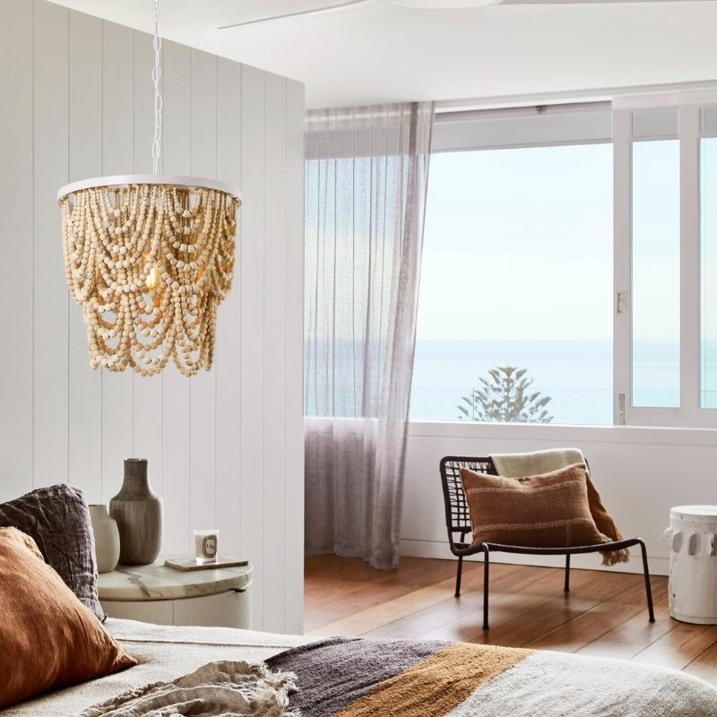Zanzibar Natural Wooden Bead Chandelier - Lighting.co.za