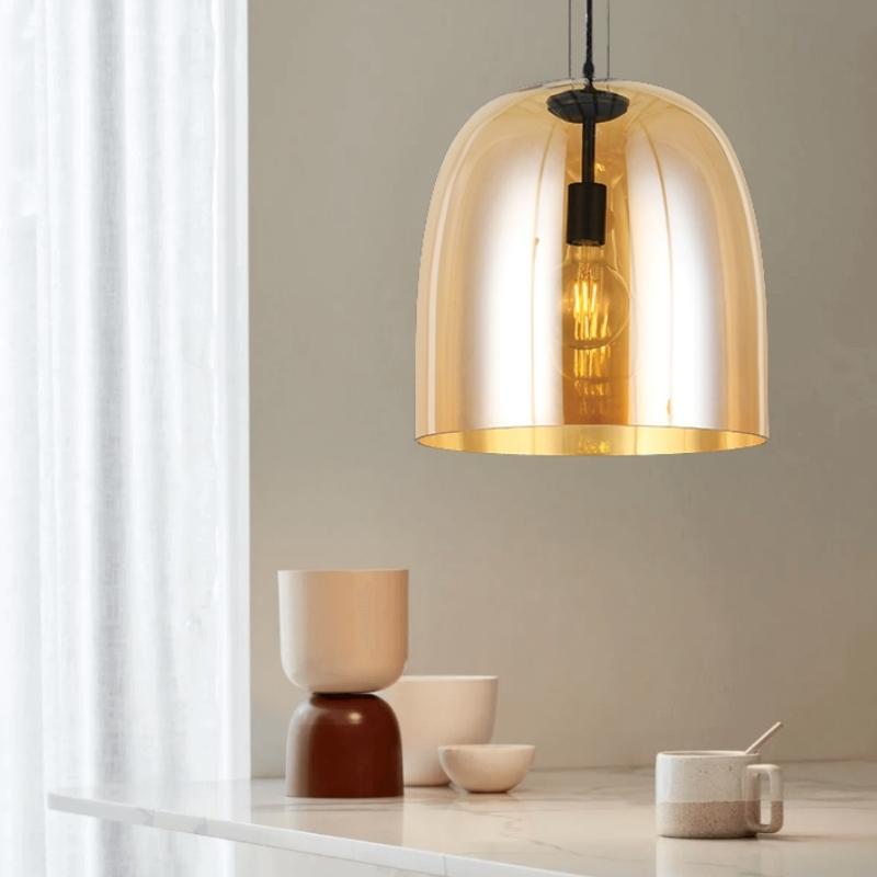 Lira Amber | Smoke | Chrome Glass Dome Pendant Light - Lighting.co.za