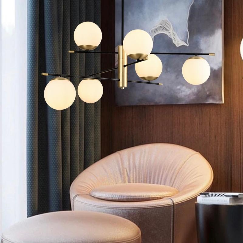 Urban 6 Light Black and Brass Look Chandelier - Lighting.co.za