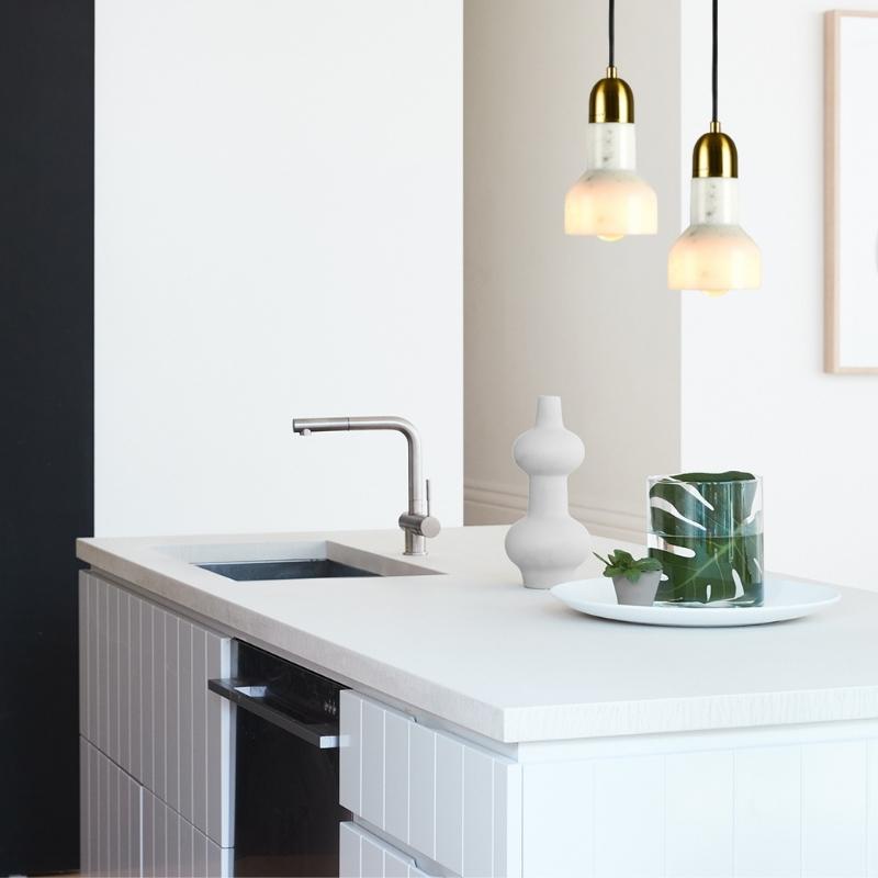 Retro Y Marble and Brass Look Pendant Light - Lighting.co.za