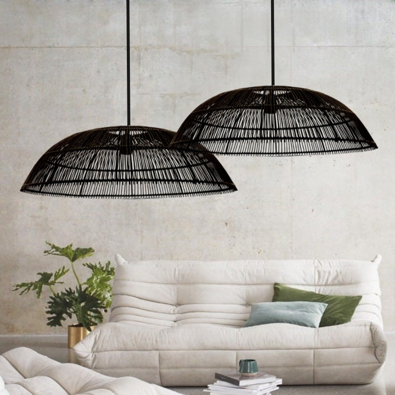 Nautica Natural or Black Rattan Pendant Light - Lighting.co.za