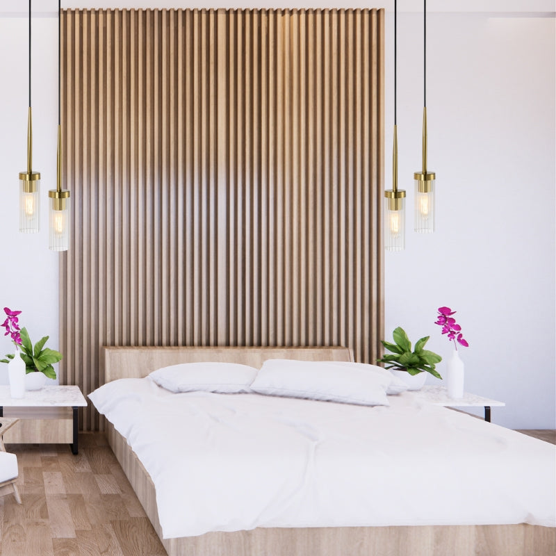 Luxuria Fluted Clear Glass and Brass Look Pendant Light - Lighting.co.za