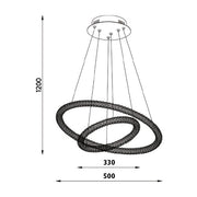 Mina 2 Ring Crystal Glass LED Pendant Light - Lighting.co.za