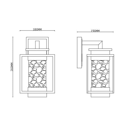 Osmo Black and Clear Glass Outdoor Lantern Wall Light - Lighting.co.za
