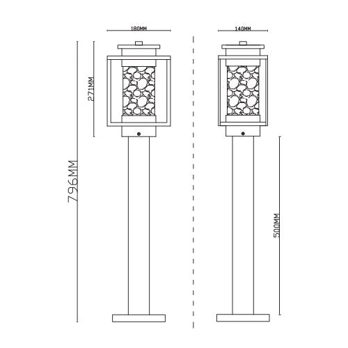 Osmo Sand Black And Glass Outdoor Bollard Light - Lighting.co.za
