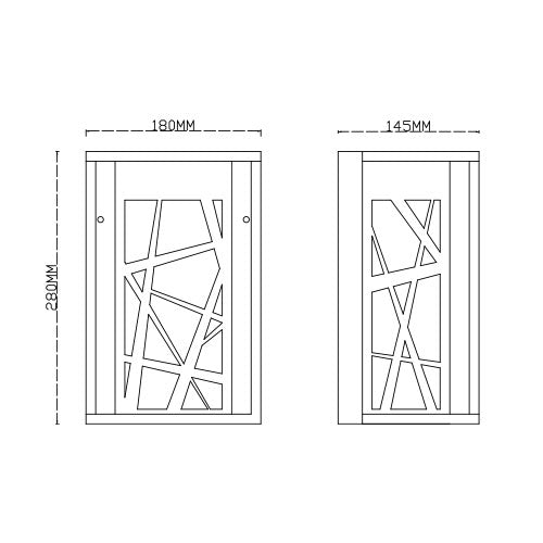 Twig Black and Clear Glass Outdoor Lantern Wall Light - Lighting.co.za