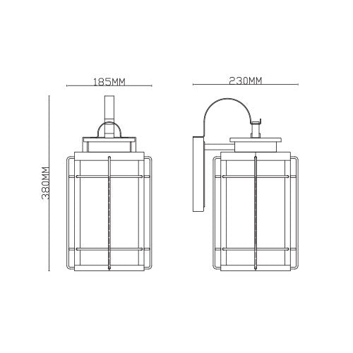 Marsten Black And Glass Outdoor Lantern Wall Light - Lighting.co.za