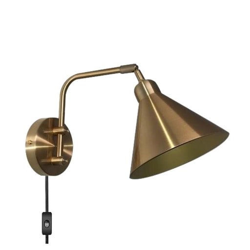 Madrid Black or Brass Look Funnel Wall Light with Cord and Plug - Lighting.co.za