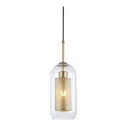 New York Tall Black Or Gold Metal Mesh And Glass Pendant Light - Lighting.co.za