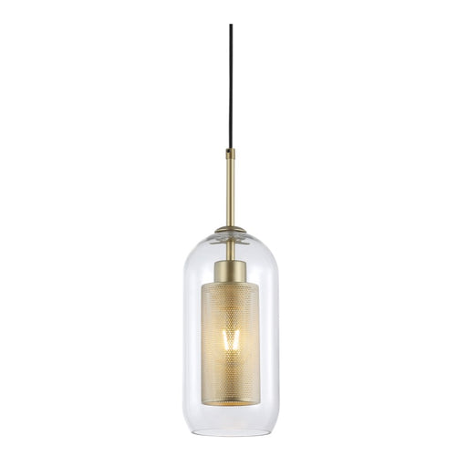 New York Tall Black Or Gold Metal Mesh And Glass Pendant Light - Lighting.co.za