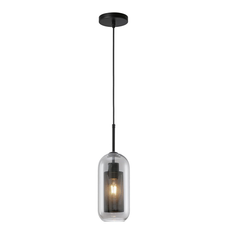 New York Tall Black Or Gold Metal Mesh And Glass Pendant Light - Lighting.co.za
