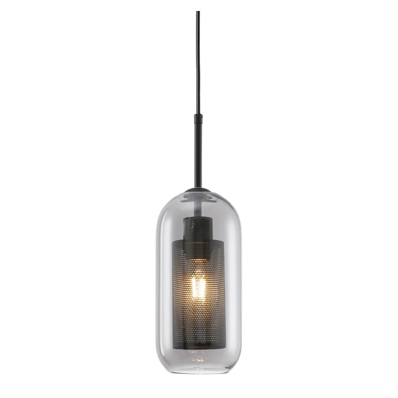 New York Tall Black Or Gold Metal Mesh And Glass Pendant Light - Lighting.co.za