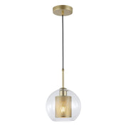New York Ball Black Or Gold Metal Mesh And Glass Pendant Light 2 Sizes - Lighting.co.za
