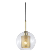 New York Ball Black Or Gold Metal Mesh And Glass Pendant Light 2 Sizes - Lighting.co.za