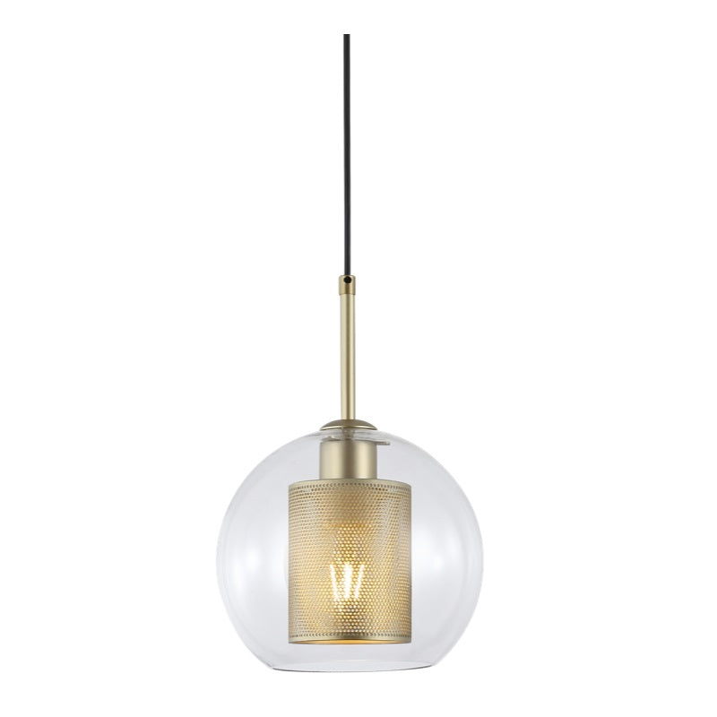 New York Ball Black Or Gold Metal Mesh And Glass Pendant Light 2 Sizes - Lighting.co.za