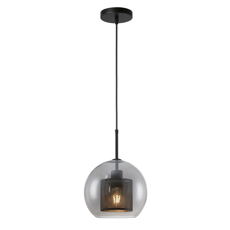 New York Ball Black Or Gold Metal Mesh And Glass Pendant Light 2 Sizes - Lighting.co.za