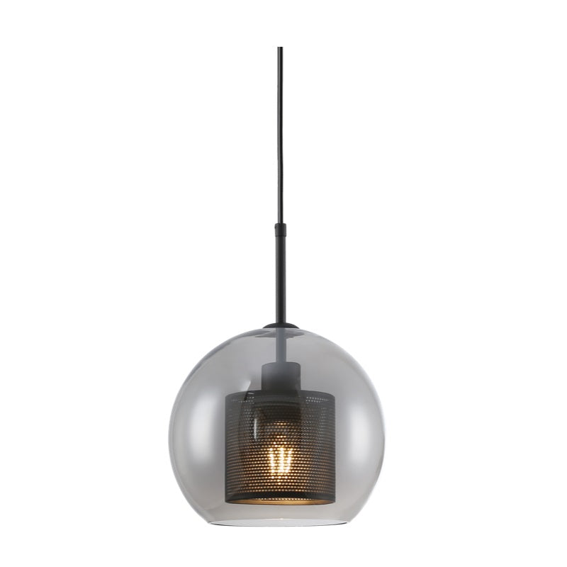 New York Ball Black Or Gold Metal Mesh And Glass Pendant Light 2 Sizes - Lighting.co.za
