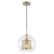 New York Ball Black Or Gold Metal Mesh And Glass Pendant Light 2 Sizes - Lighting.co.za