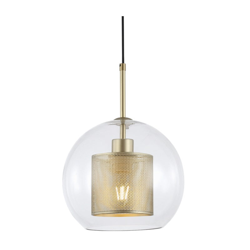 New York Ball Black Or Gold Metal Mesh And Glass Pendant Light 2 Sizes - Lighting.co.za