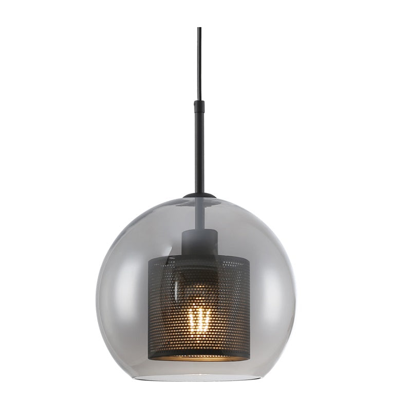 New York Ball Black Or Gold Metal Mesh And Glass Pendant Light 2 Sizes - Lighting.co.za