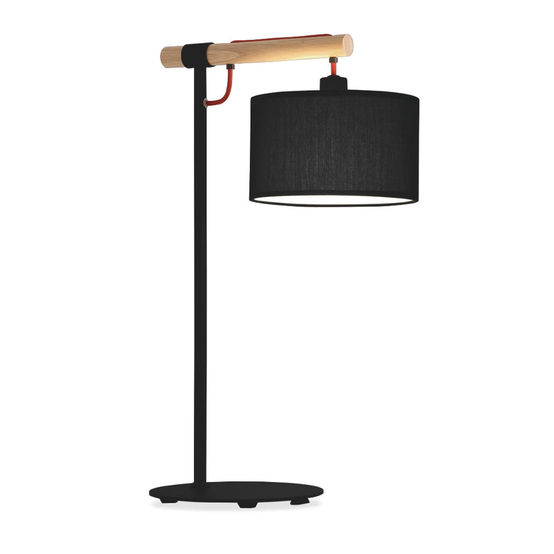 Langham Black or White and Wood Table Lamp - Lighting.co.za