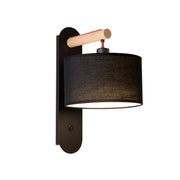 Langham Black or White and Wood Bedside Wall Light - Lighting.co.za