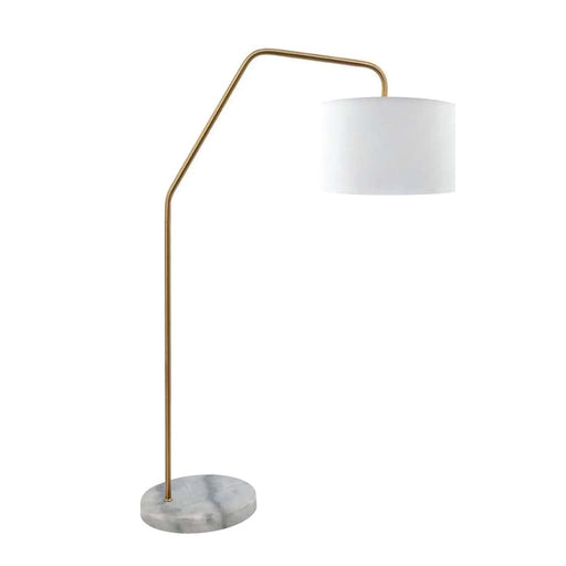 Maddox Overarch Brass Look and White Shade Floor Lamp - Lighting.co.za