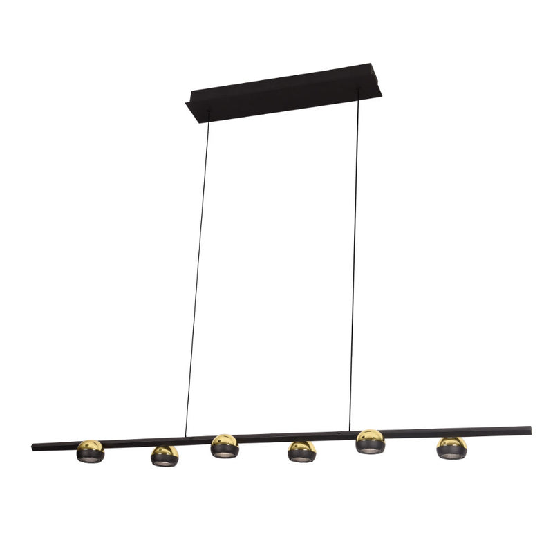 Marrakesh 6 Light Black and Gold Linear LED Pendant Light - Lighting.co.za