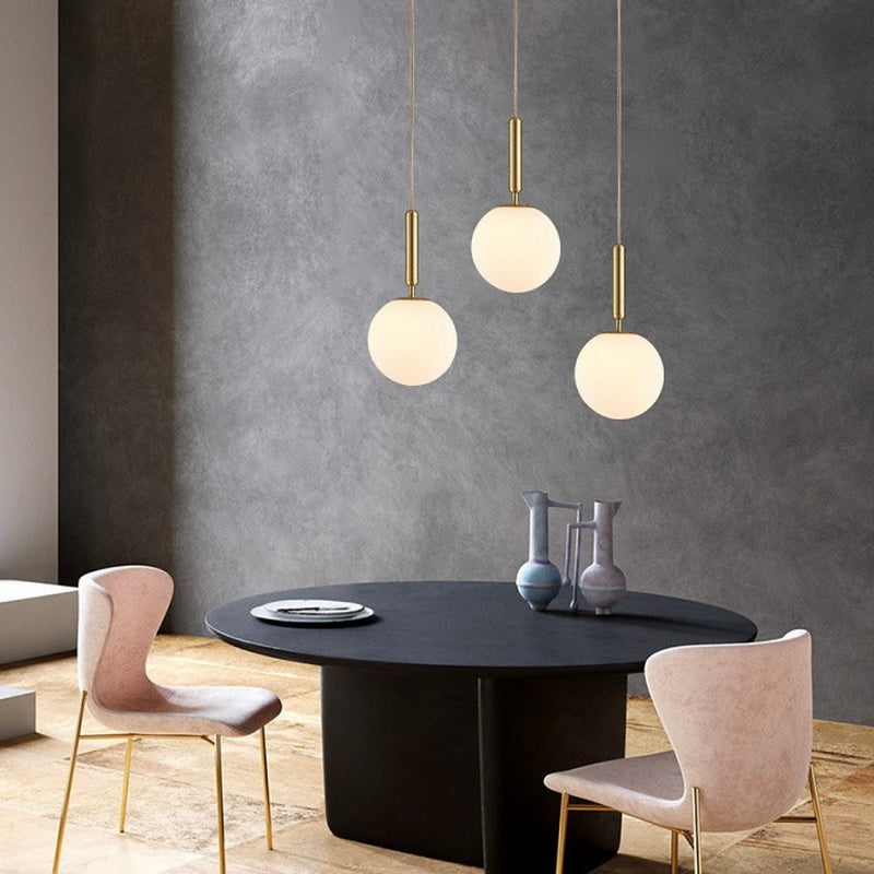 Milano Slim Frosted White Glass and Antique Brass Pendant Light 3 Sizes - Lighting.co.za