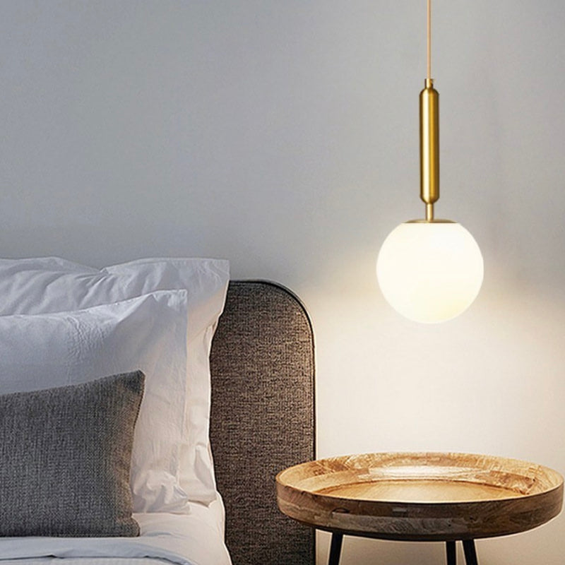 Milano Slim Frosted White Glass and Antique Brass Pendant Light 3 Sizes - Lighting.co.za