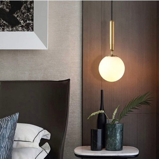 Milano Slim Frosted White Glass and Antique Brass Pendant Light 3 Sizes - Lighting.co.za