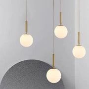 Milano Slim Frosted White Glass and Antique Brass Pendant Light 3 Sizes - Lighting.co.za