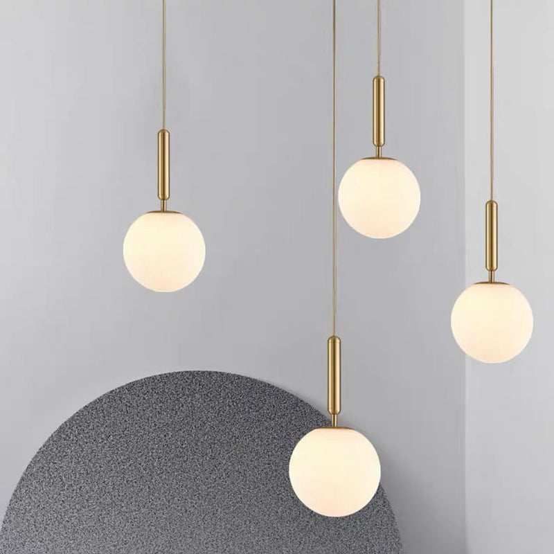 Milano Slim Frosted White Glass and Antique Brass Pendant Light 3 Sizes - Lighting.co.za
