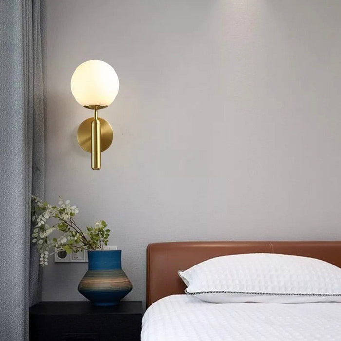 Milano Slim Frosted White Glass and Antique Brass Wall Light - Lighting.co.za