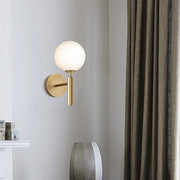 Milano Slim Frosted White Glass and Antique Brass Wall Light - Lighting.co.za