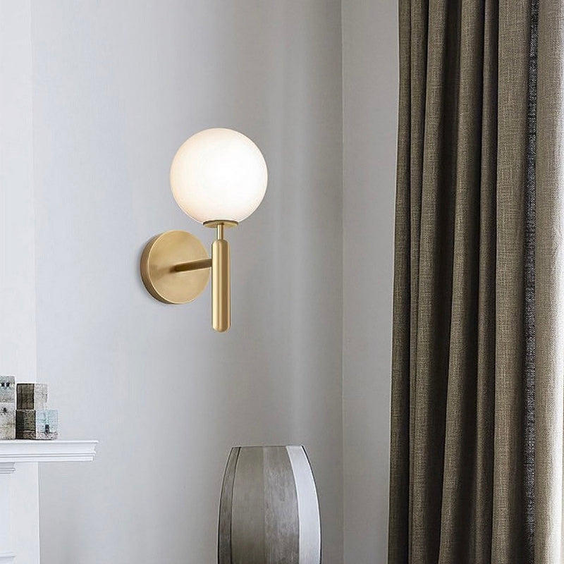 Milano Slim Frosted White Glass and Antique Brass Wall Light - Lighting.co.za