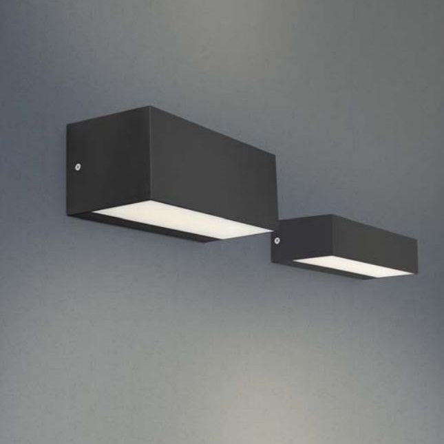 Mite CTC Black | Grey Rectangular Up Down 12W LED Outdoor Wall Light 2 Sizes - Lighting.co.za
