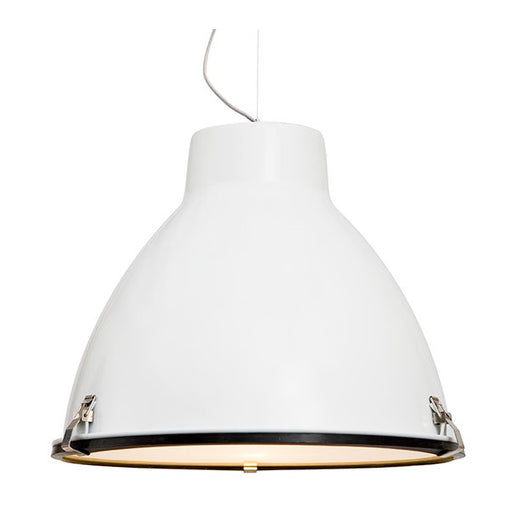 Azzaro White and Chrome Industrial Dome Pendant Light - Lighting.co.za