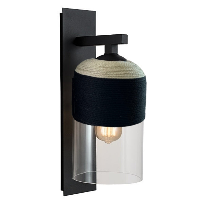 Mungo Black and Woven Rope Wall Light - Lighting.co.za