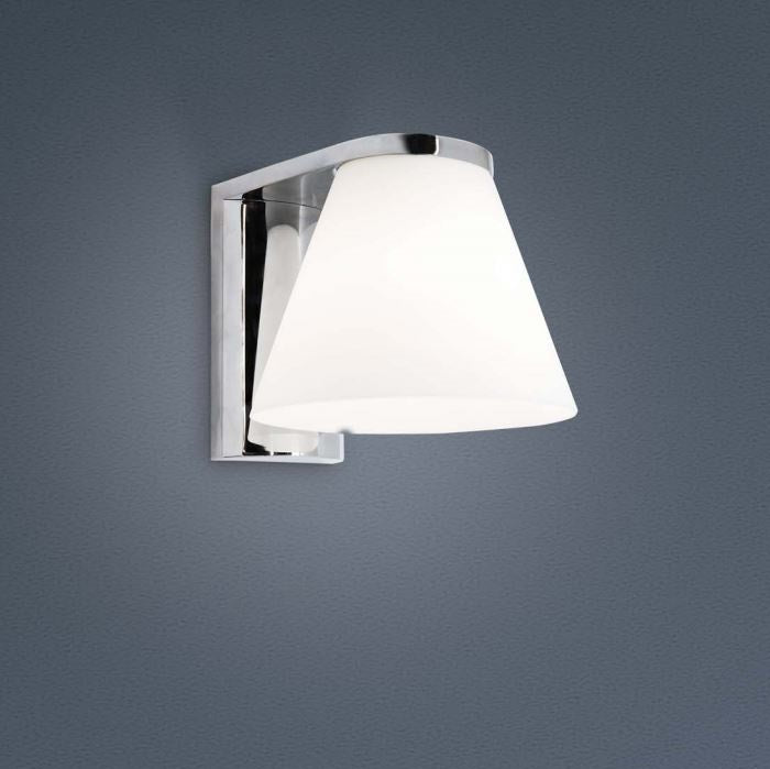 Neoclassic Chrome and White Funnel Glass Spazio Bathroom Wall Light - Lighting.co.za