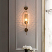 New York Tall Black Or Gold Metal Mesh And Glass Wall Light - Lighting.co.za