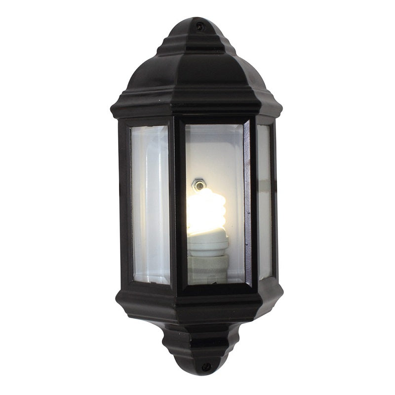 Black Half Lantern Outdoor Wall Light - Lighting.co.za