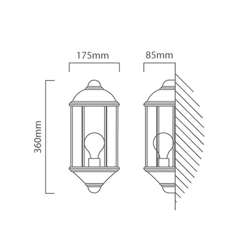 Black Half Lantern Outdoor Wall Light - Lighting.co.za