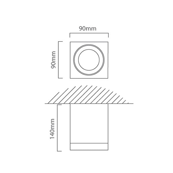 Echo GU10 Square Graphite Outdoor Surface Mounted Down Light - Lighting.co.za