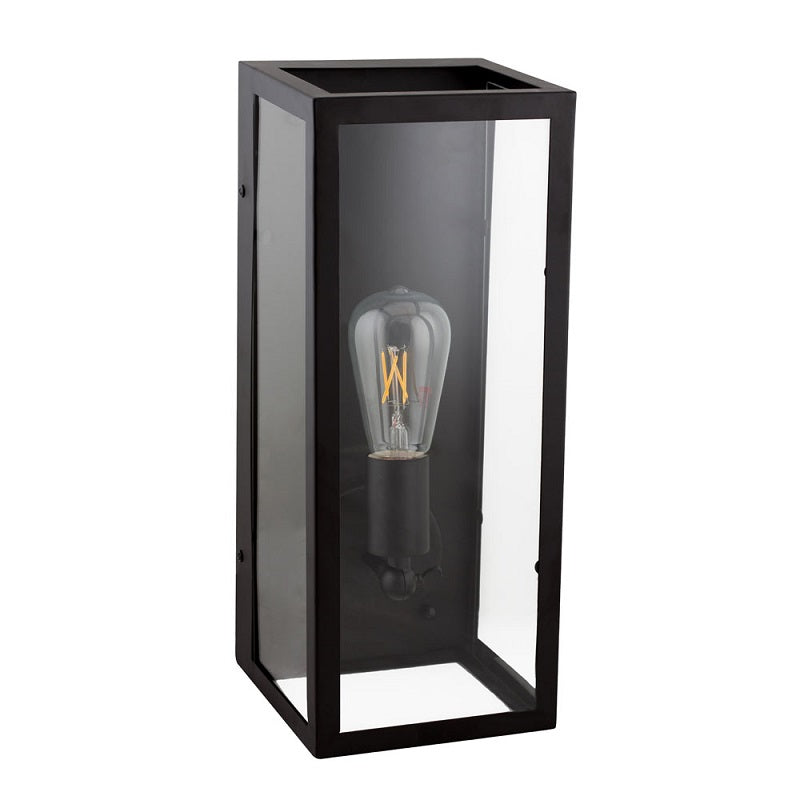 Nura Black And Clear Glass Lantern Wall Light - Lighting.co.za